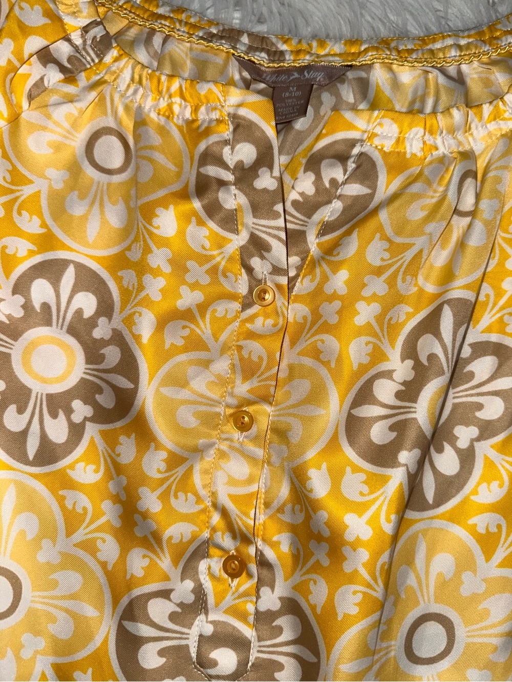 White Stag • Y2K Art Deco Sunny Yellow Floral Tunic - Picture 10 of 12